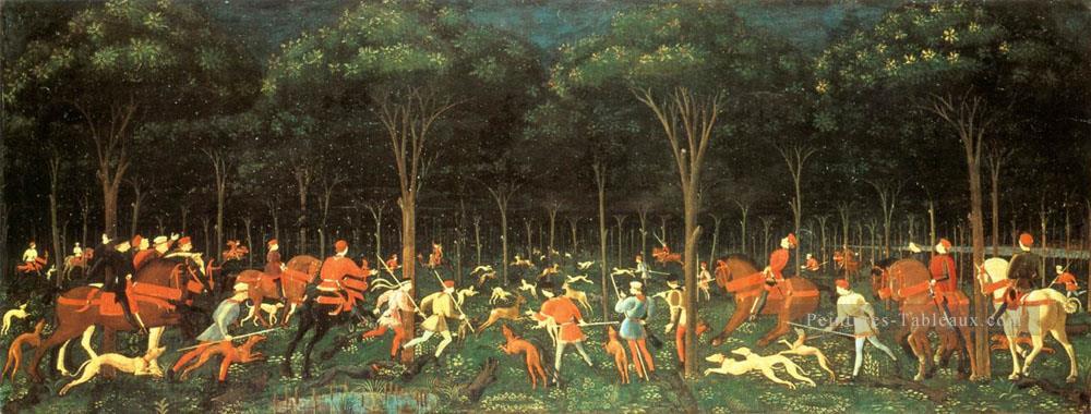 La chasse dans la forêt début de la Renaissance Paolo Uccello Peintures à l'huile